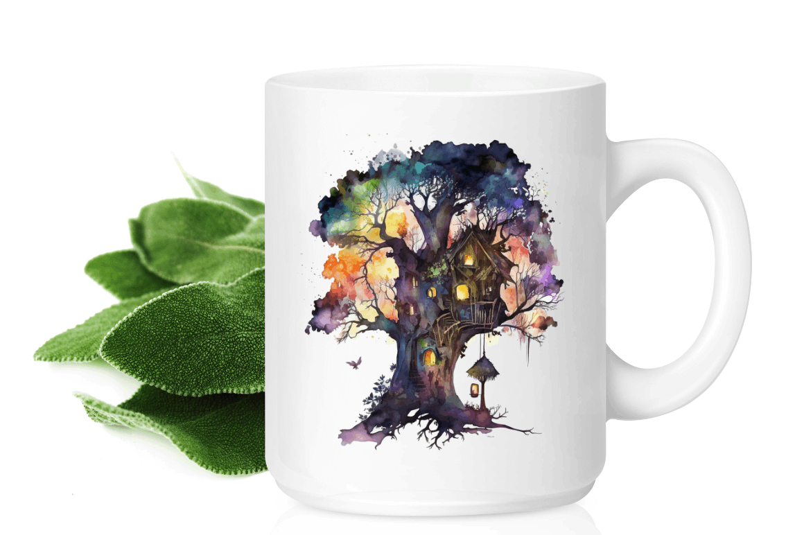 Watercolor Fairy Tree House Clipart Bundle