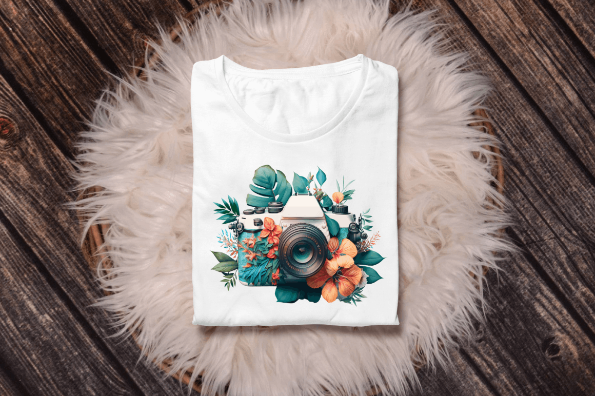 Watercolor Floral Camera Clipart Bundle