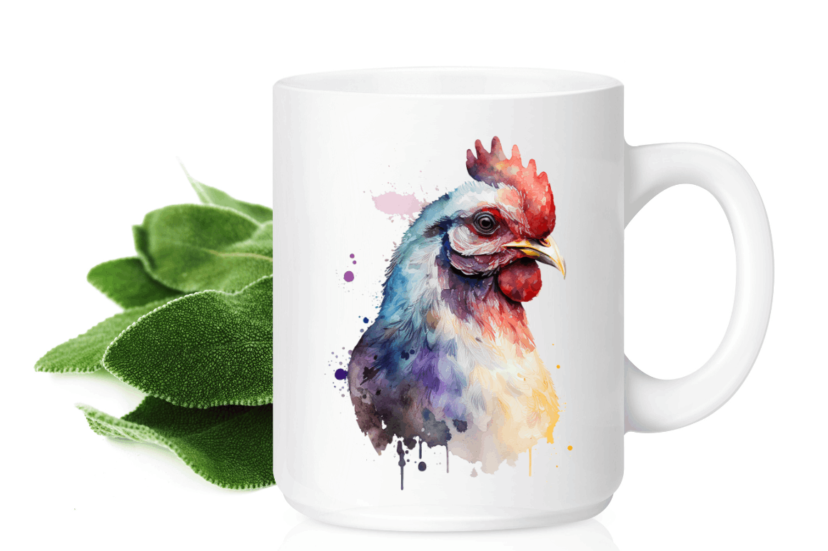 Watercolor Funny Chicken Clipart PNG Bundle