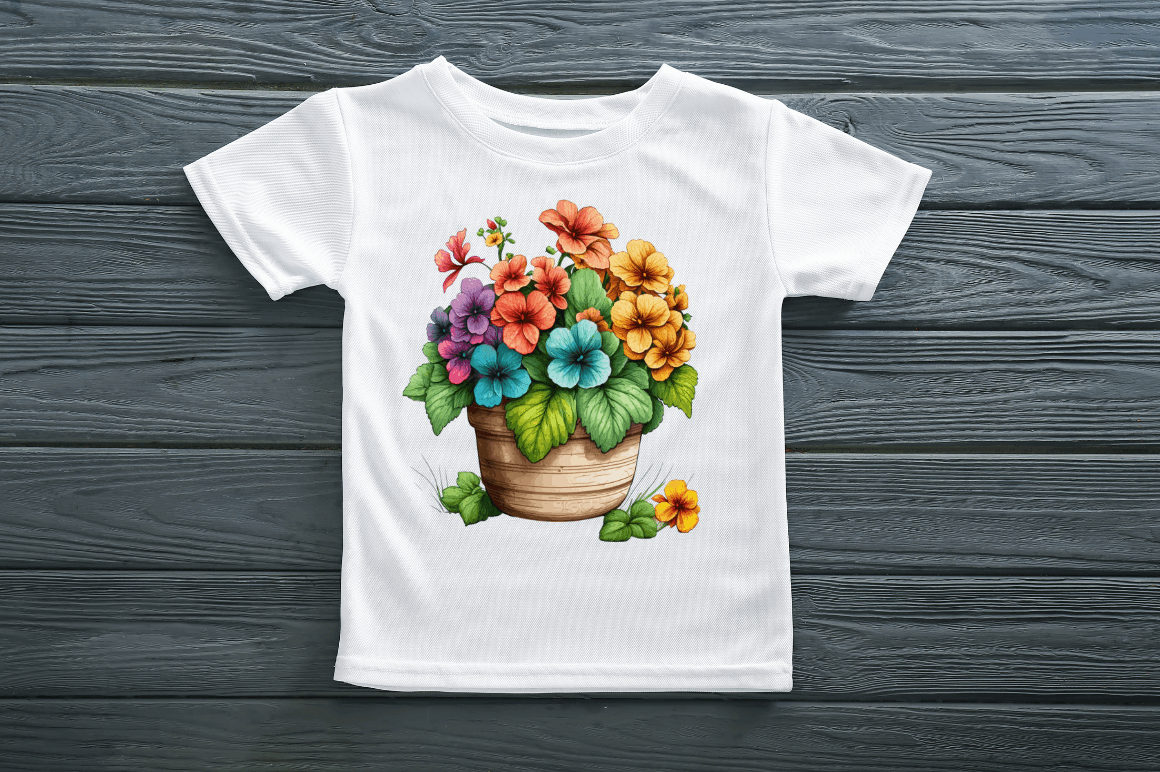 Watercolor Hand Draw Flowers Pot Clipart
