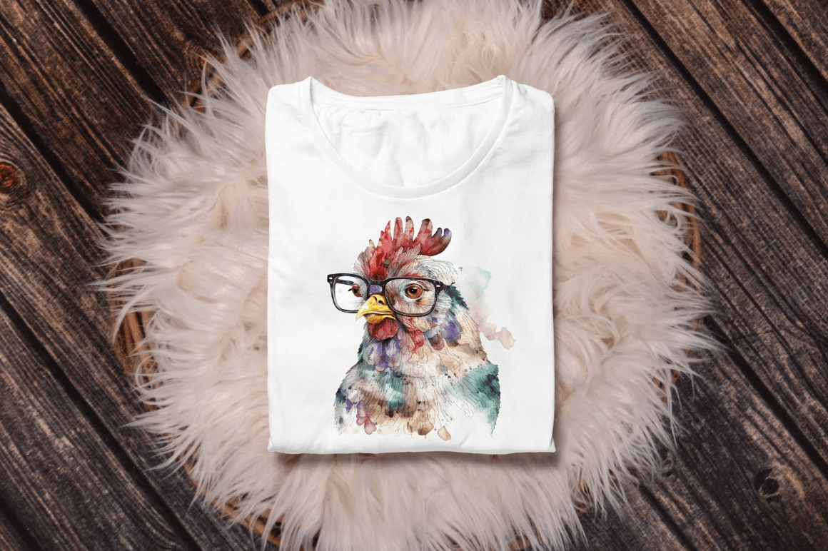 Watercolor Funny Chicken Clipart PNG Bundle
