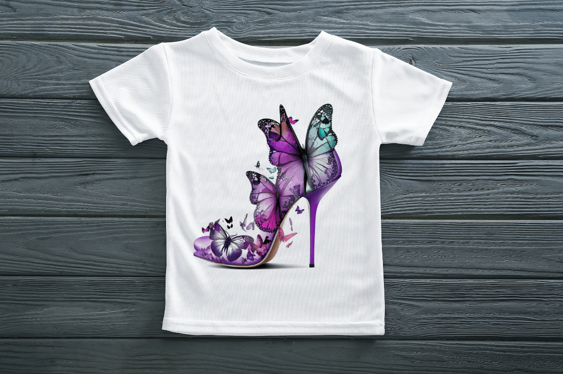 Watercolor Butterfly High Heels Clipart Bundle