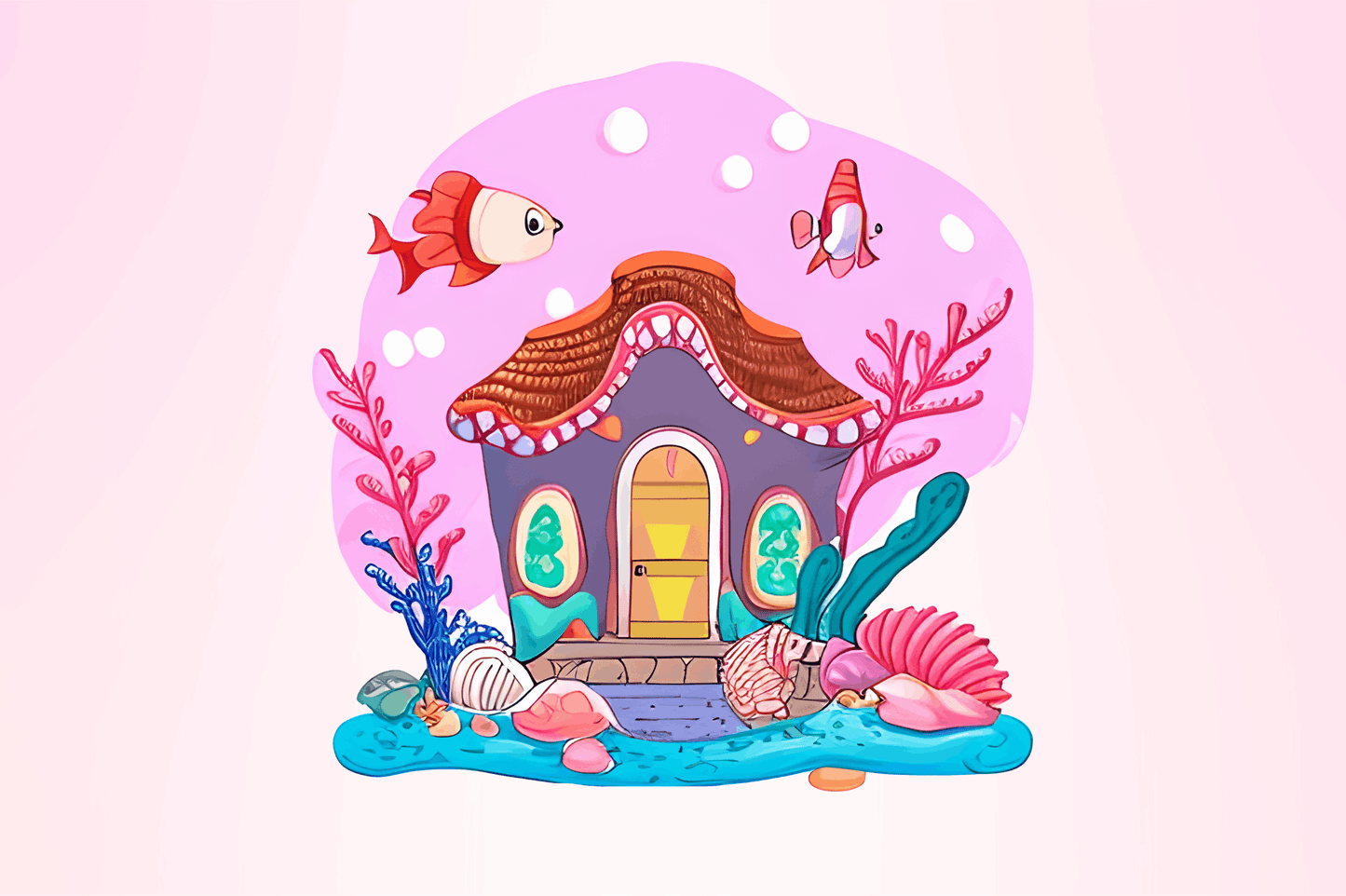Watercolor Underwater House Clipart Bundle