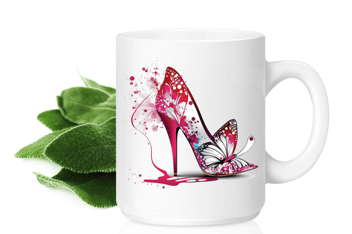 Watercolor Butterfly High Heels Clipart Bundle
