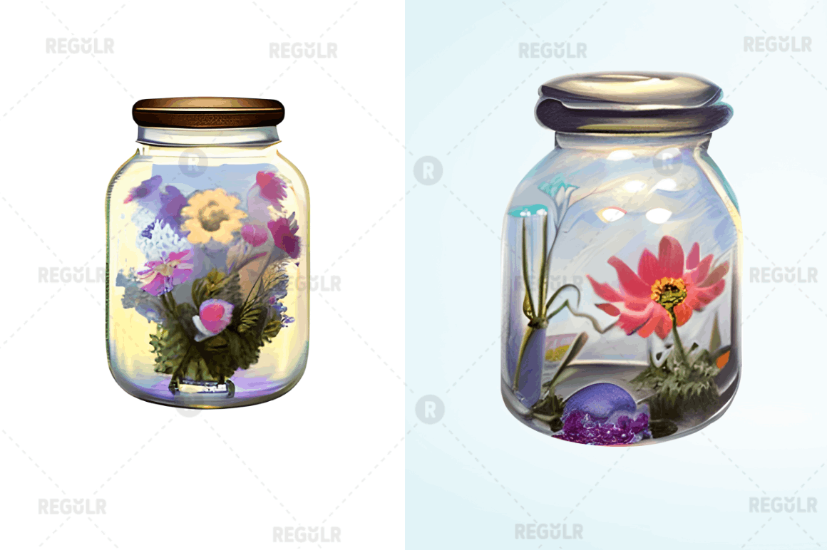 Watercolor Floral Jar Clipart Bundle