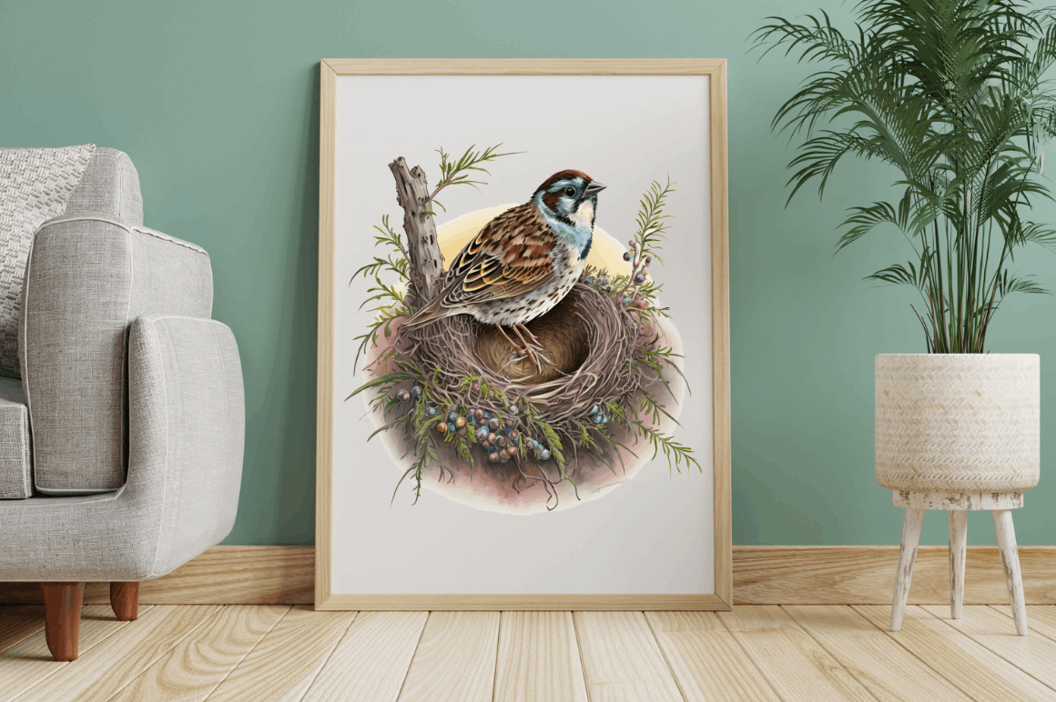Watercolor Sparrow's Nest Clipart Bundle