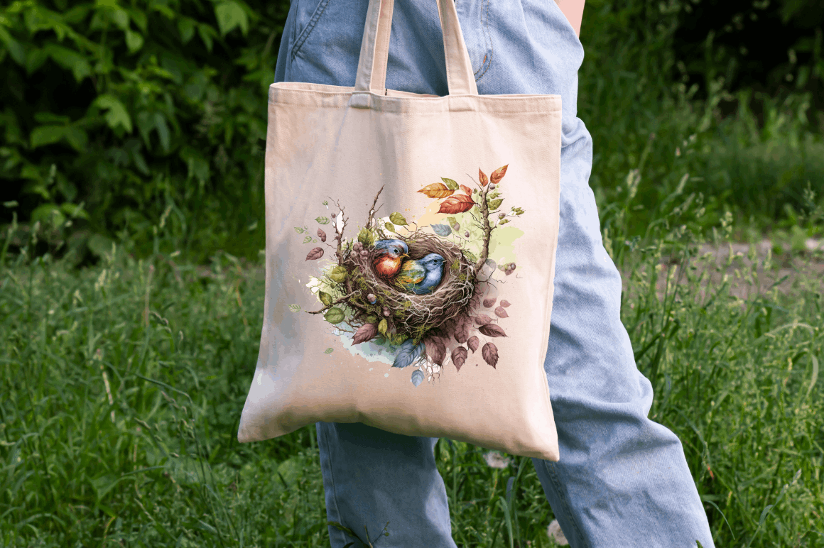 Watercolor Sparrow's Nest Clipart Bundle