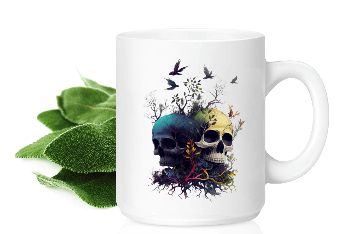 Watercolor Dark Skulls Gothic Nature Clipart Bundle
