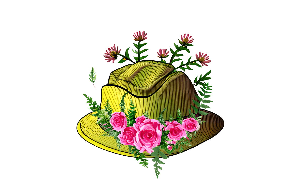 Watercolor Floral Hat Garden Clipart Bundle