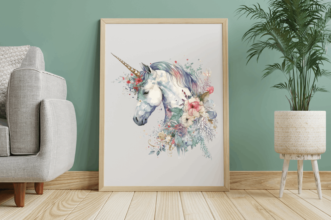 Watercolor Cute Unicorn Clipart Bundle