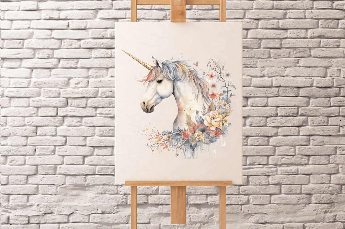 Watercolor Cute Unicorn Clipart Bundle