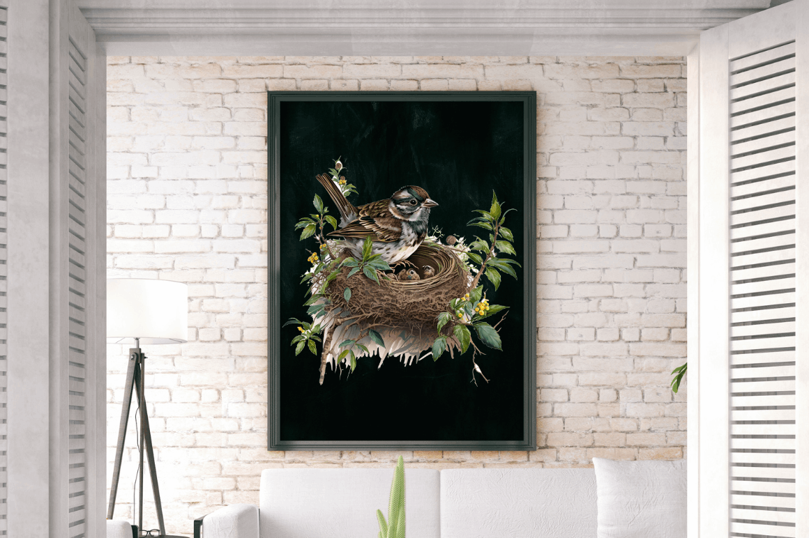 Watercolor Sparrow's Nest Clipart Bundle