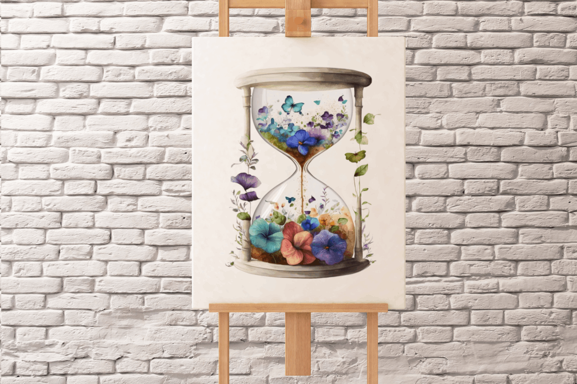 Watercolor Nature Hourglass Clipart