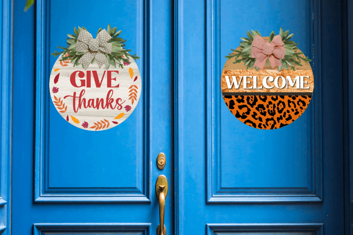 Thanksgiving Door Round Signs PNG Bundle