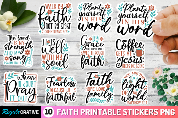 Faith Printable Stickers Png  Bundle