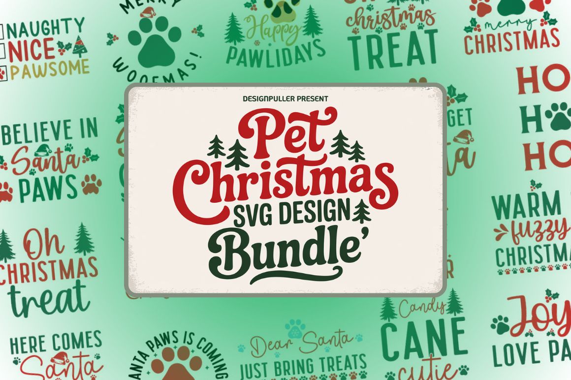 Pet Christmas SVG Bundle: 50 Dog & Cat Holiday Designs for Cricut