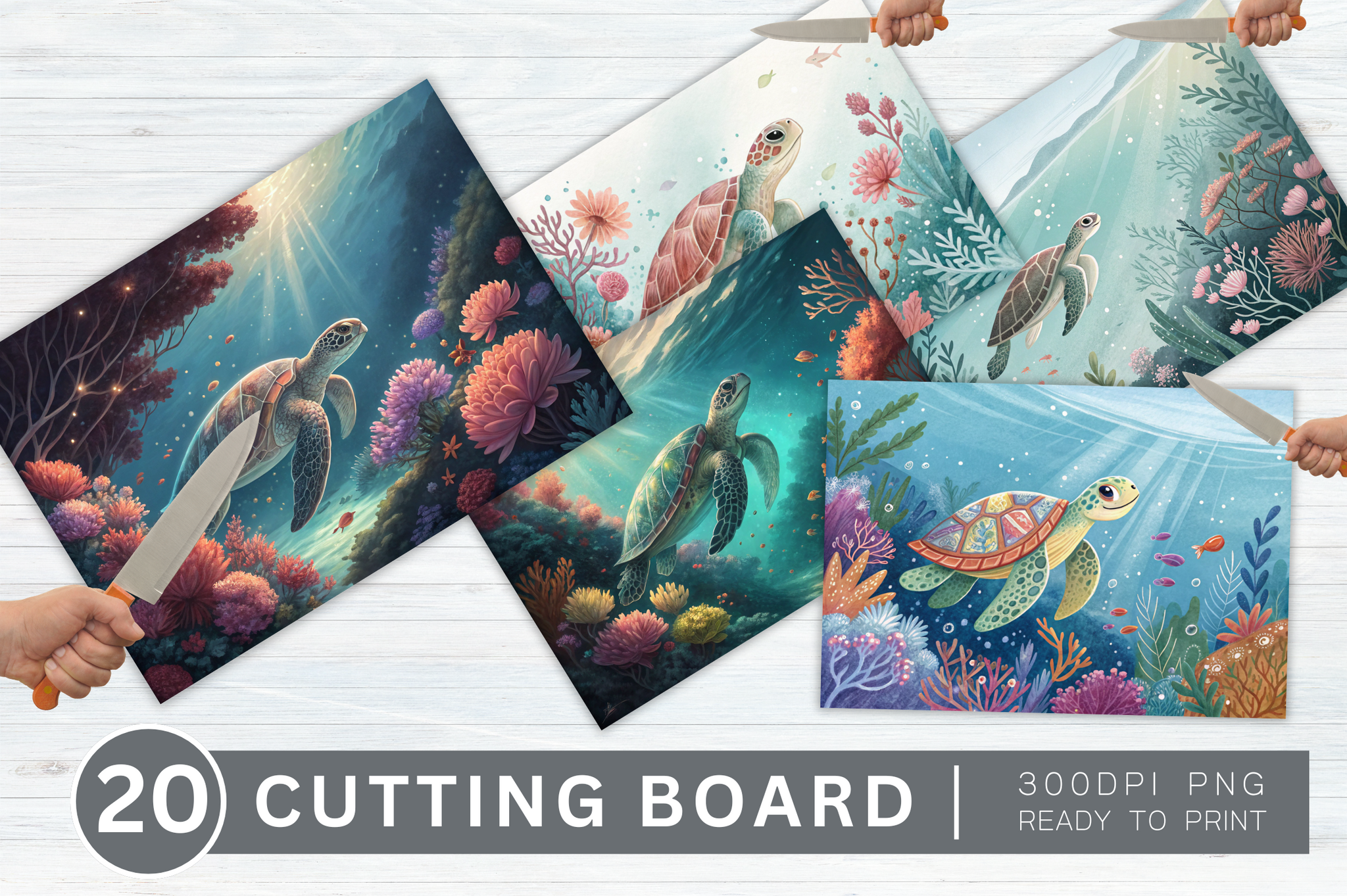 20 Turtle Cutting Board Design Bundle