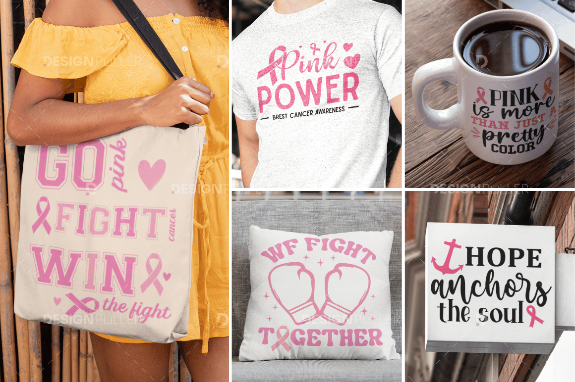 Breast Cancer Awareness Design Bundle - 50 Designs