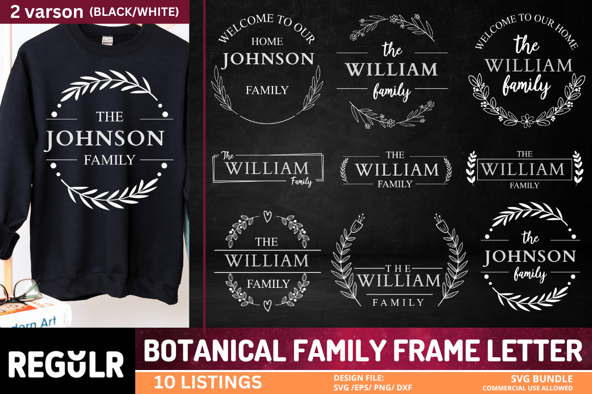 Botanical Family Frame  SVG Bundle