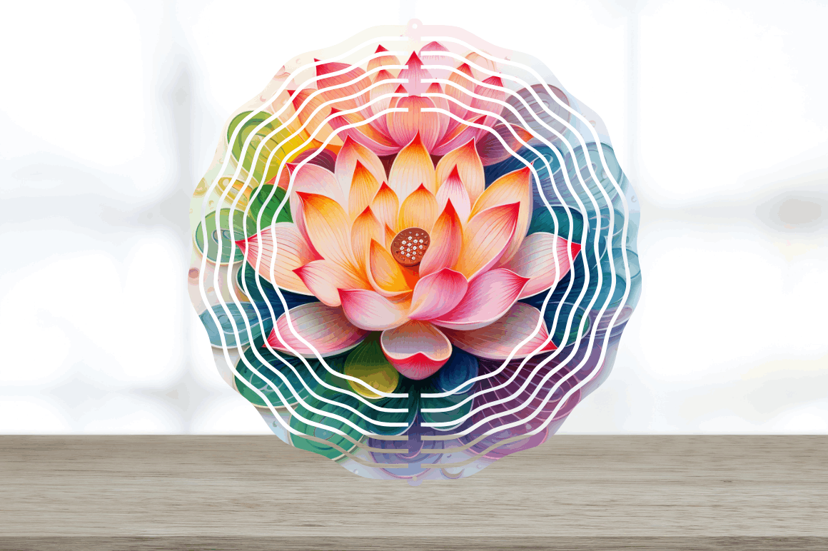 Rainbow Lotus Flowers Wind Spinner Bundle