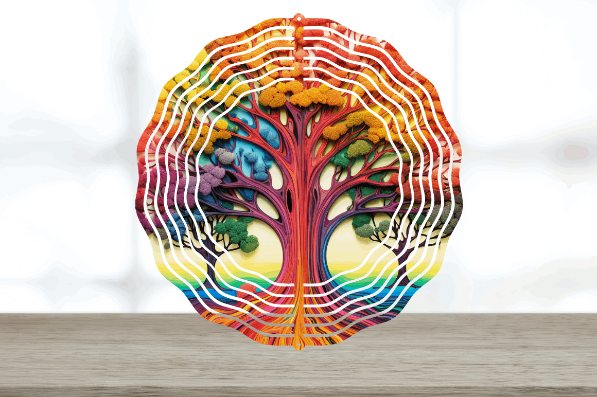  Rainbow Elm Trees Wind Spinner Bundle