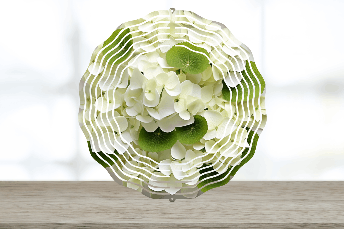 3D White Hydrangea Flowers Wind Spinner Bundle