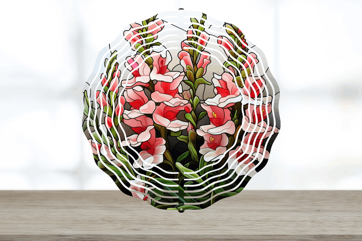 Stained Glass Snapdragon Flowers Wind Spinner Bundle