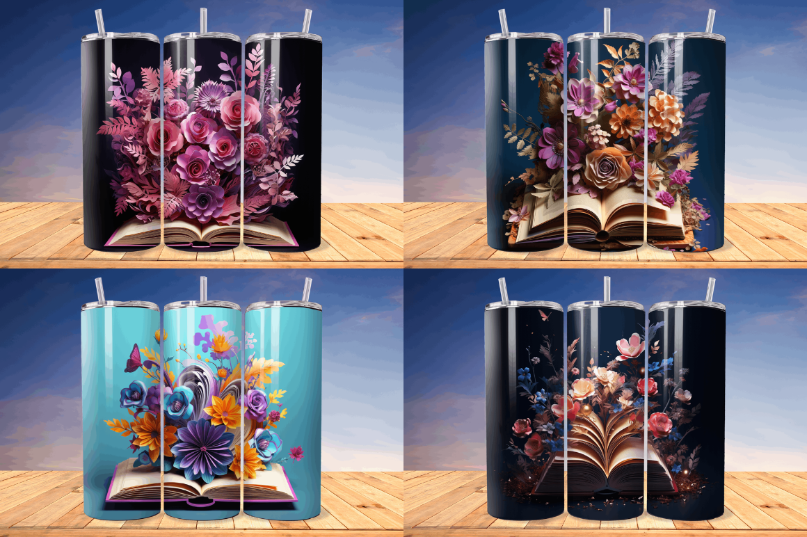 3D Book with Flower Tumbler Bundle