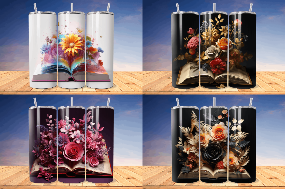 3D Book with Flower Tumbler Bundle