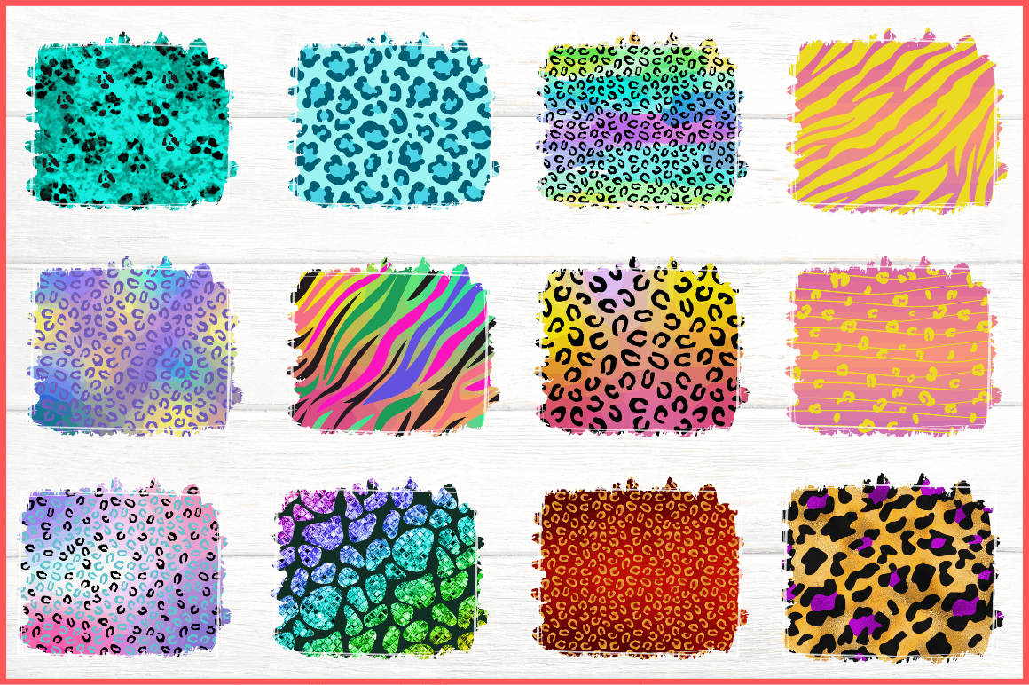 Colorful Animal Print Sublimation Background PNG Bundle