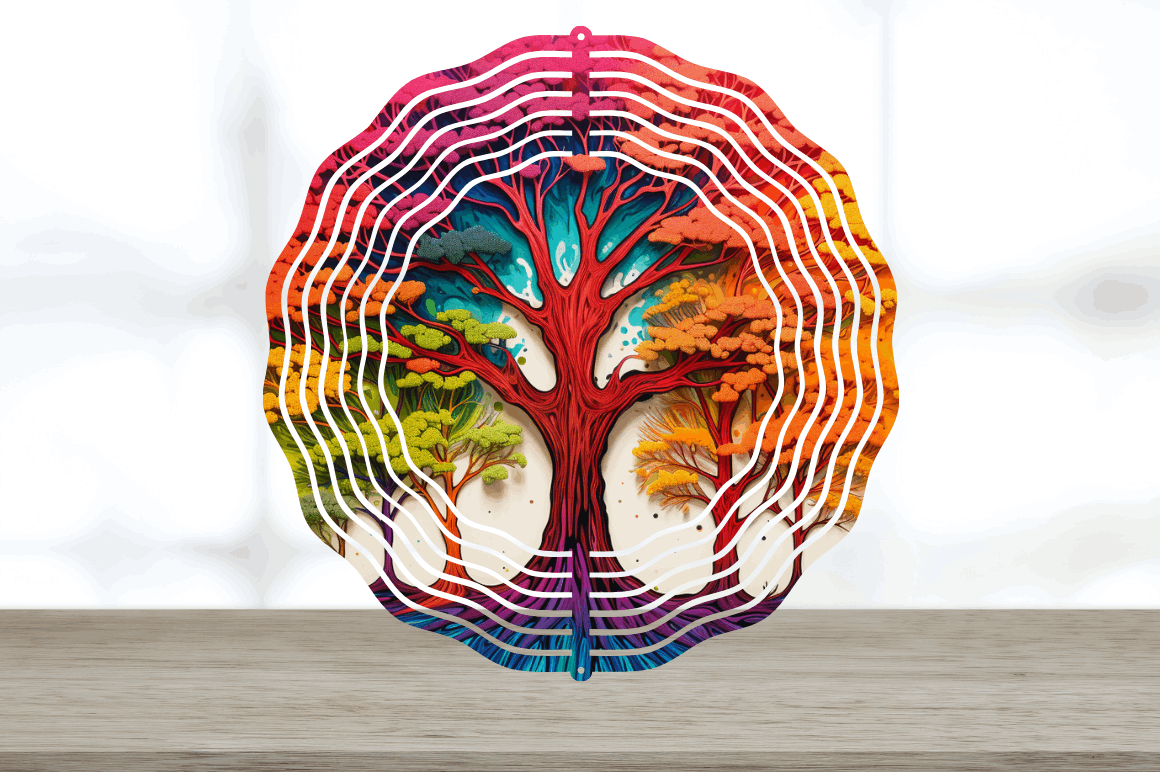  Rainbow Elm Trees Wind Spinner Bundle