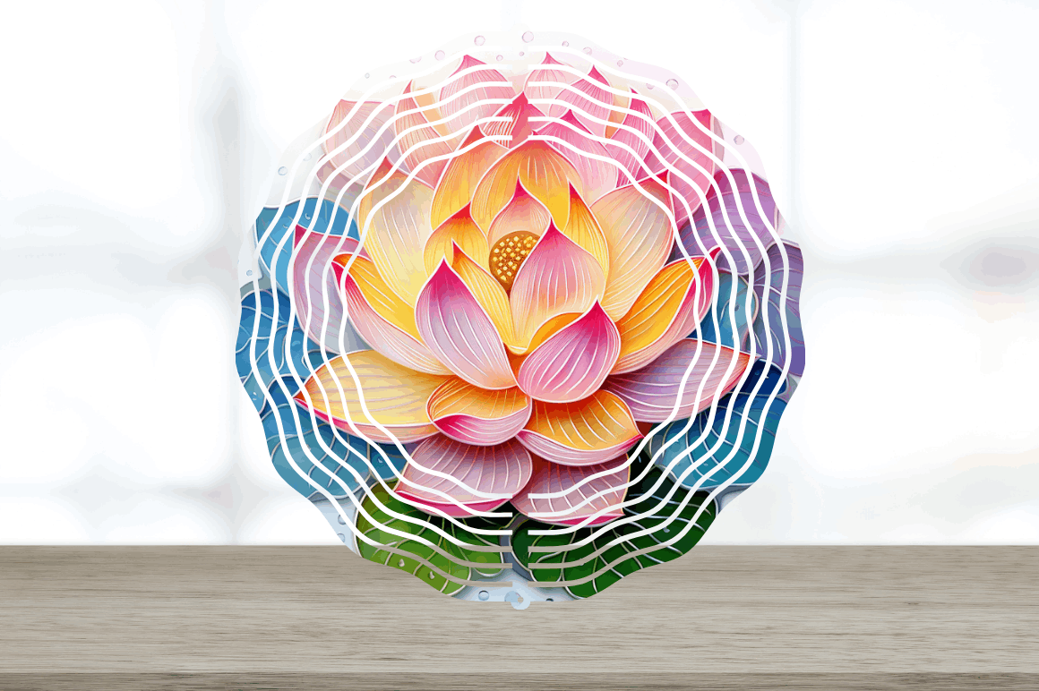 Rainbow Lotus Flowers Wind Spinner Bundle