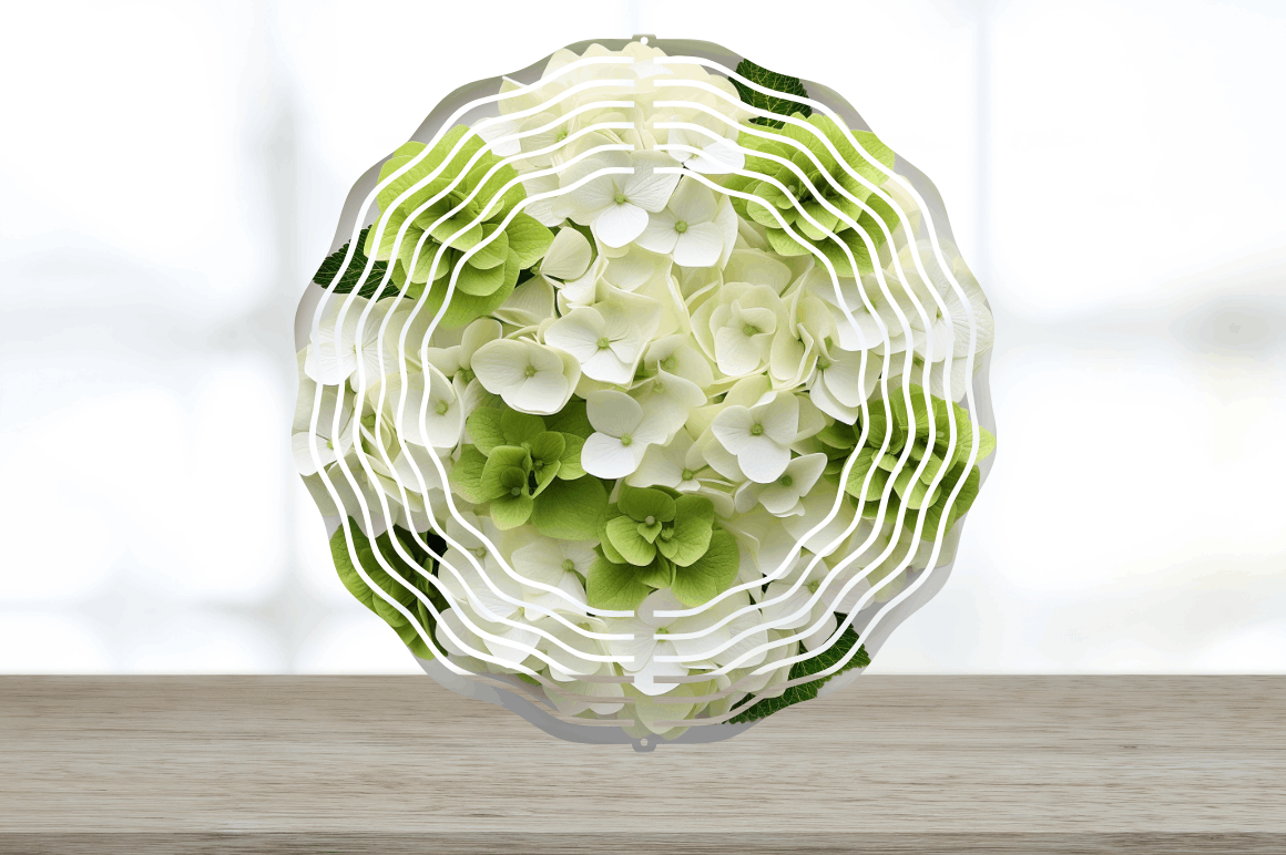 3D White Hydrangea Flowers Wind Spinner Bundle
