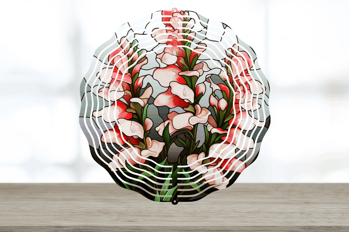 Stained Glass Snapdragon Flowers Wind Spinner Bundle