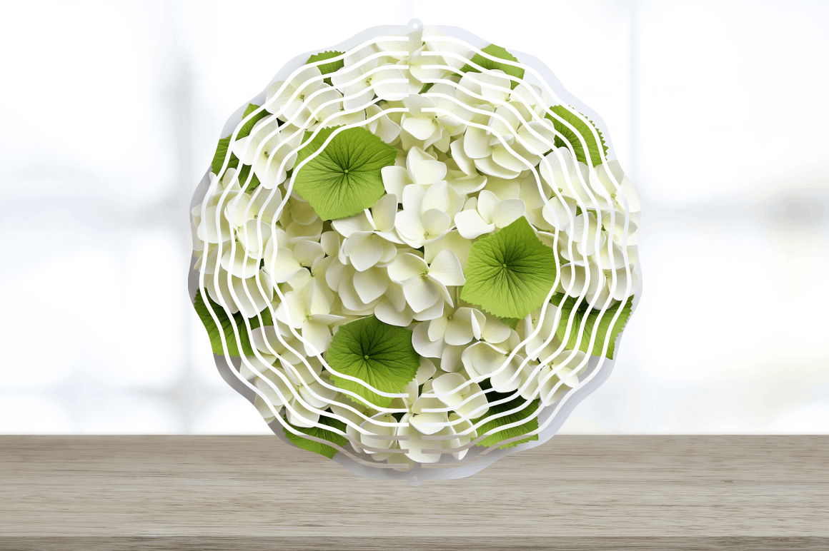 3D White Hydrangea Flowers Wind Spinner Bundle