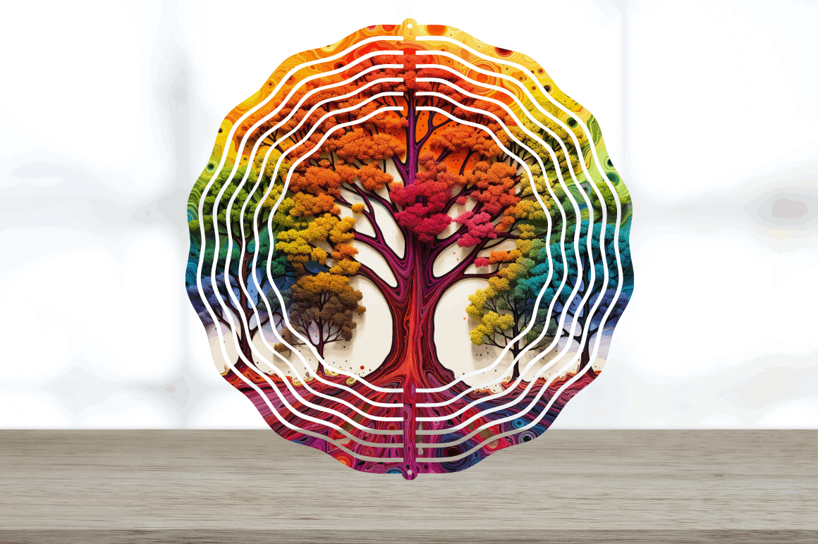  Rainbow Elm Trees Wind Spinner Bundle