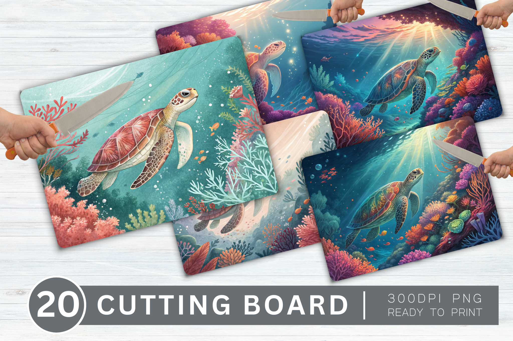 Turtle Kitchen Cutting Board Designs Bundle