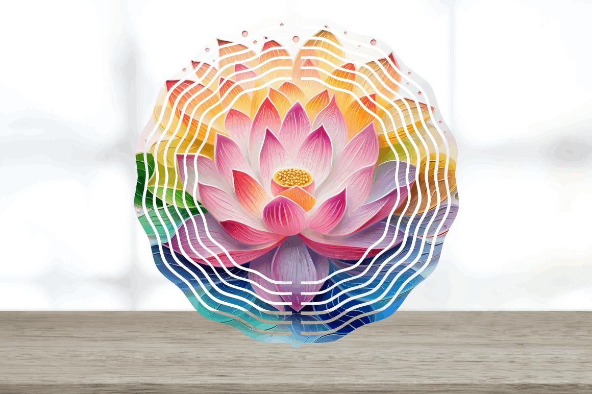 Rainbow Lotus Flowers Wind Spinner Bundle
