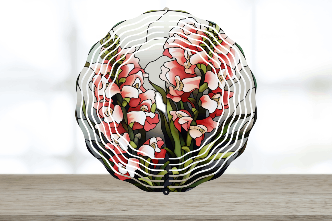 Stained Glass Snapdragon Flowers Wind Spinner Bundle