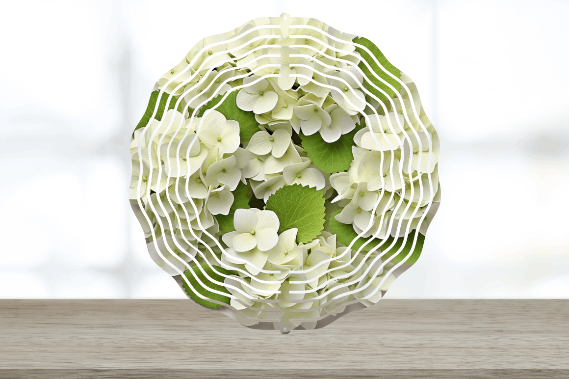 3D White Hydrangea Flowers Wind Spinner Bundle