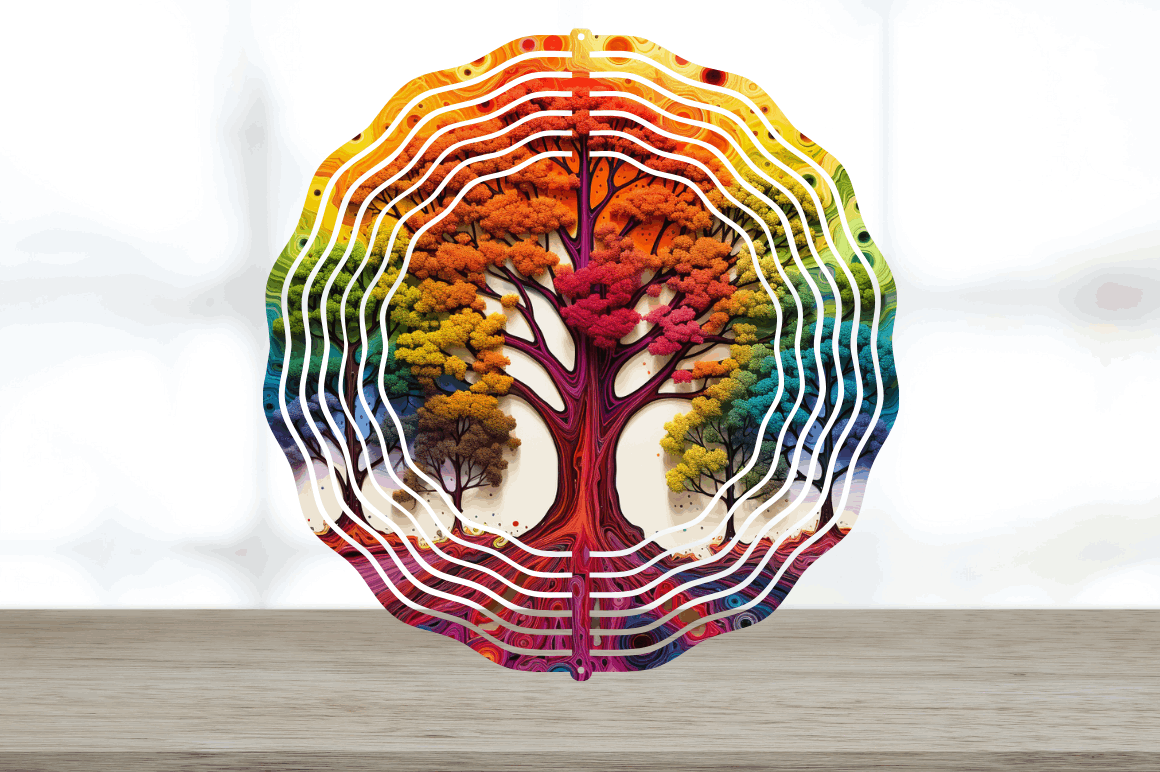  Rainbow Elm Trees Wind Spinner Bundle