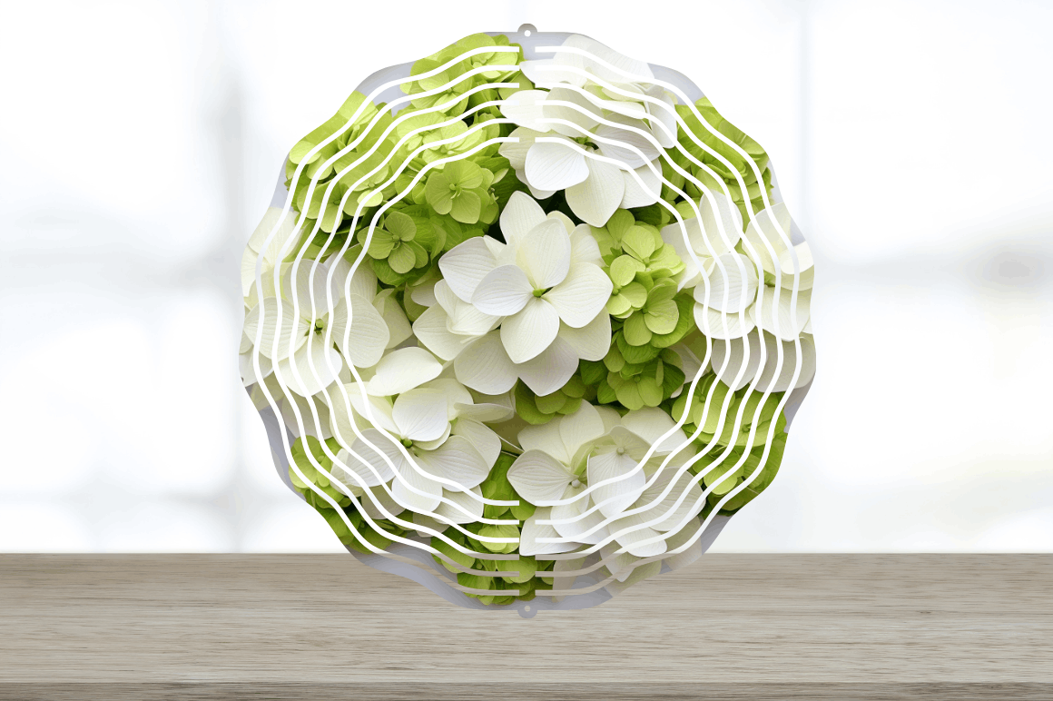 3D White Hydrangea Flowers Wind Spinner Bundle