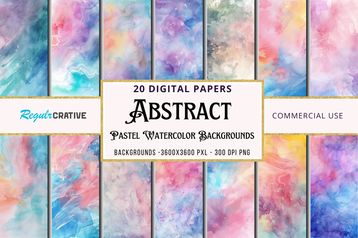 Abstract Pastel Watercolor digital Paper Bundle