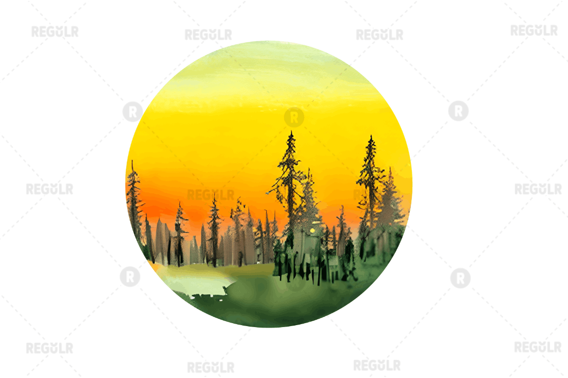 Forest Sunset Sky inspired Sublimation Circles Background bundle