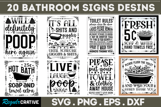 Bathroom Signs SVG Bundle