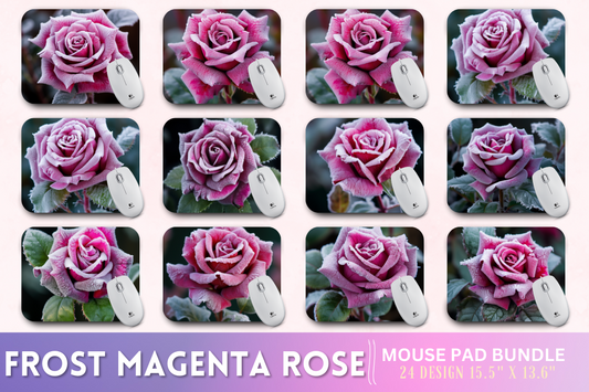 Beautiful Frost Magenta Rose Mouse Pad