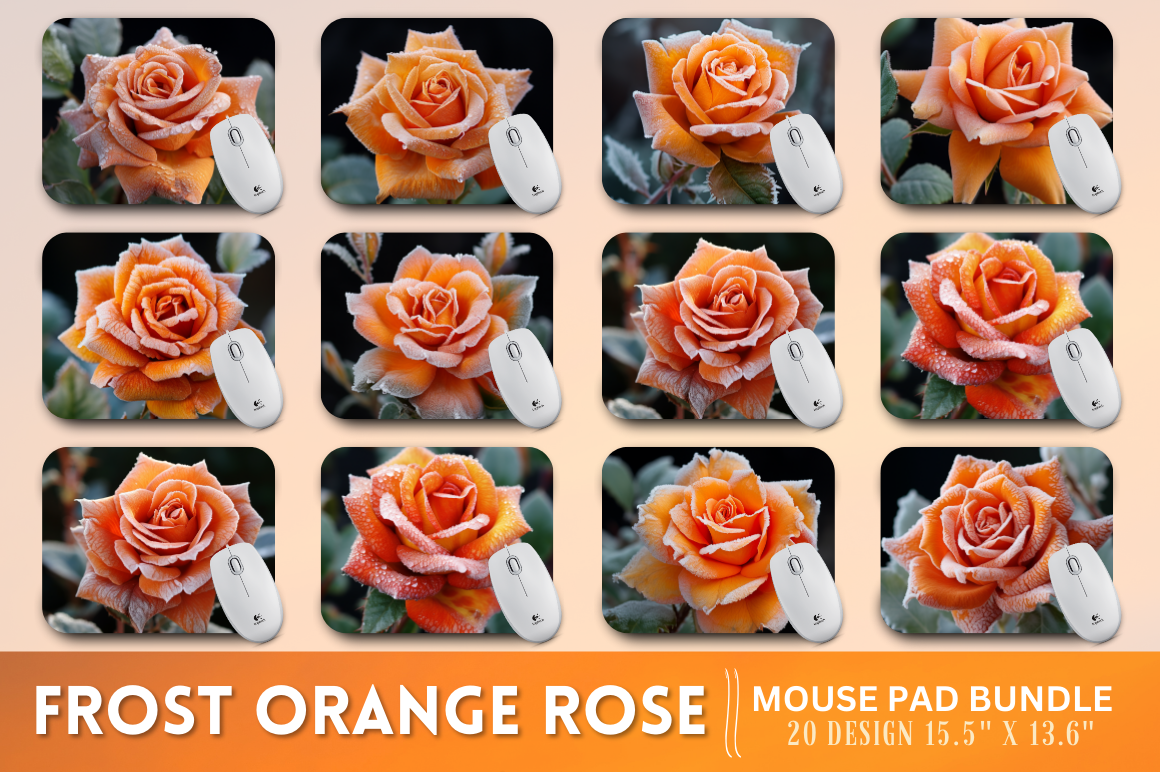 Beautiful Frost Orange Rose Mouse Pad