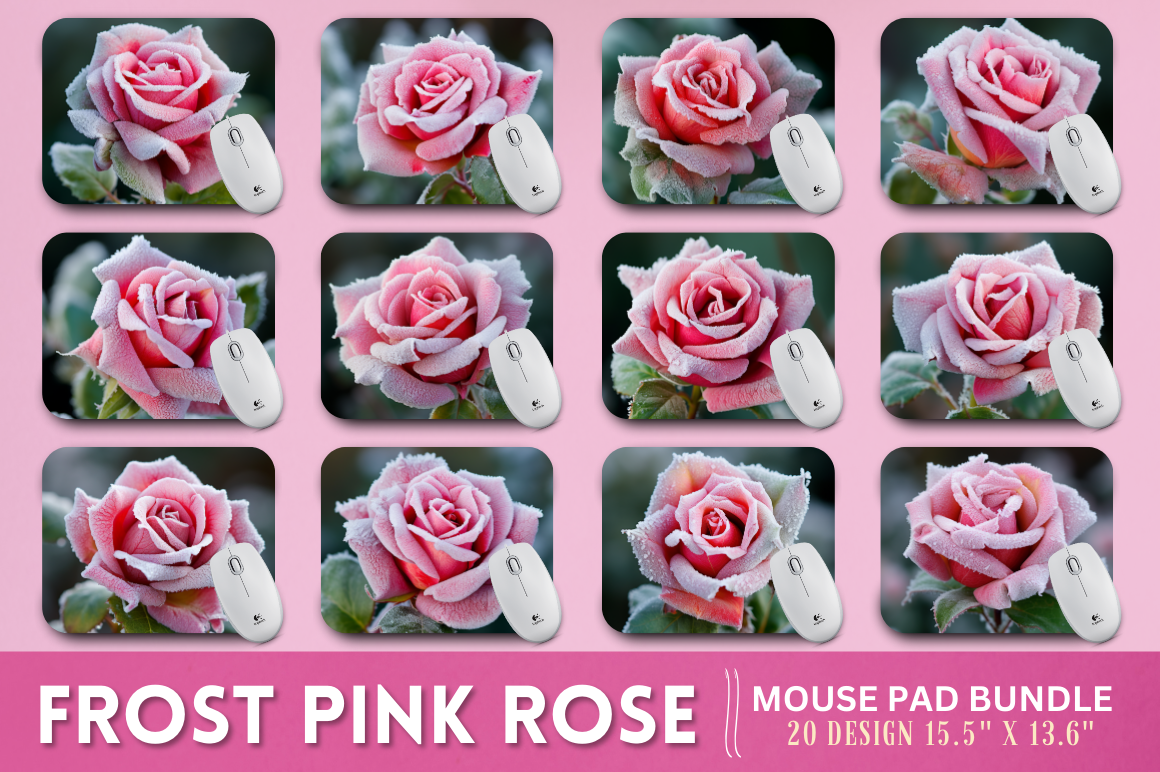 Beautiful Frost Pink Rose Mouse Pad