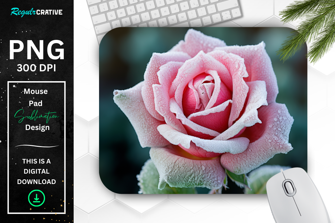 Beautiful Frost Pink Rose Mouse Pad