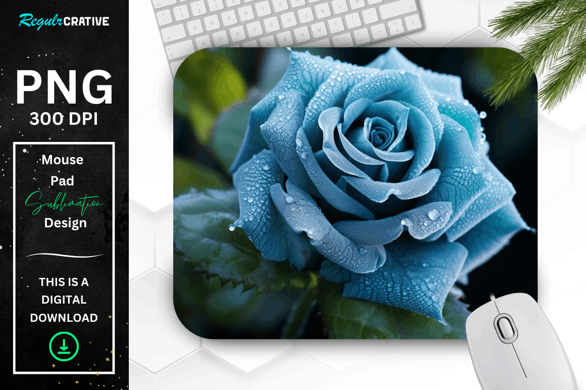 Beautiful Frost Blue Rose Mouse Pad Bundle